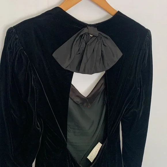 Vintage GUNNE SAX by Jessica McClintock Velvet & Taffeta Dress Black Size Medium - Picture 13 of 14